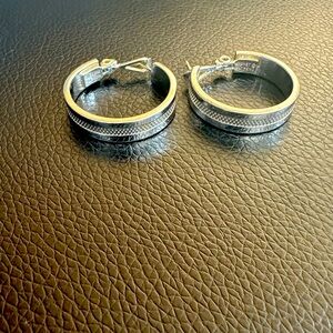 Monet Vintage Chrome Silver Toned hoop earrings